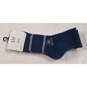 Men’s GAP Cushioned Quarters Socks 3 Pairs Shoe Size 6-12 Blue And White New